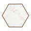 Table basse hexagonale, avec 2 tiroirs cachés, plateau en marbre blanc texturé