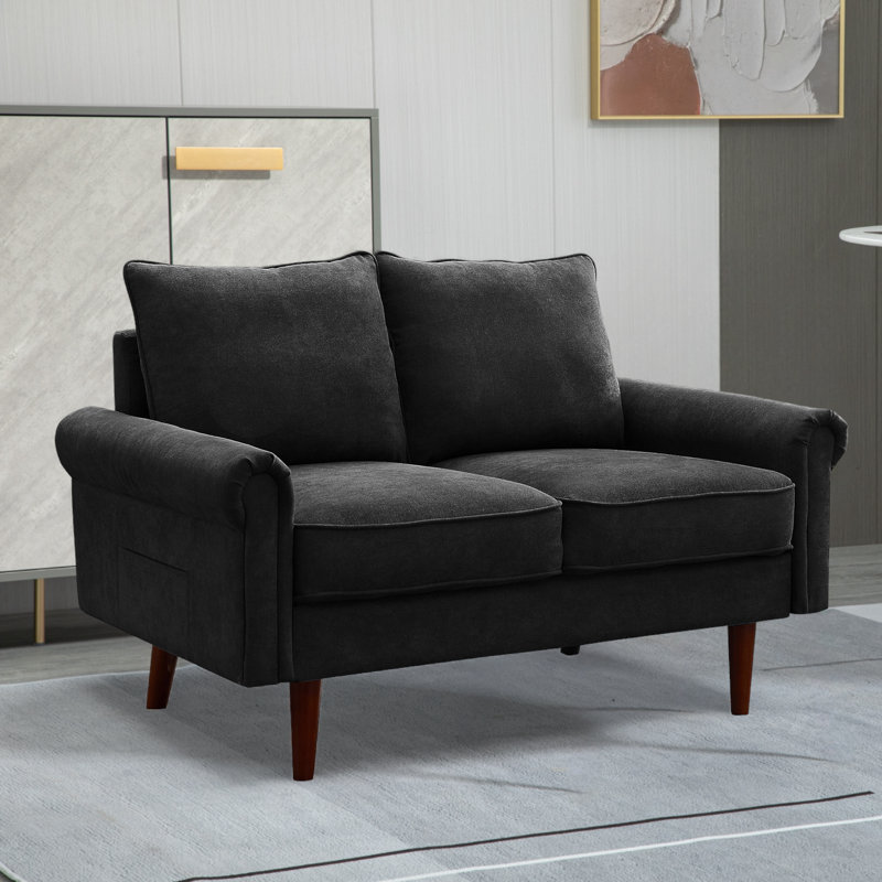Causeuse rembourrée 52,76 po, Polyester noir