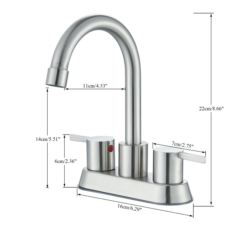 4 Inch 2 Handle Centerset Lead-Free Modern Bathroom Faucet, 360 Swivel Spout 2-3 Hole RV Bathroom Vanity Sink Faucet with Pop Up Drain and Water Supply Lines