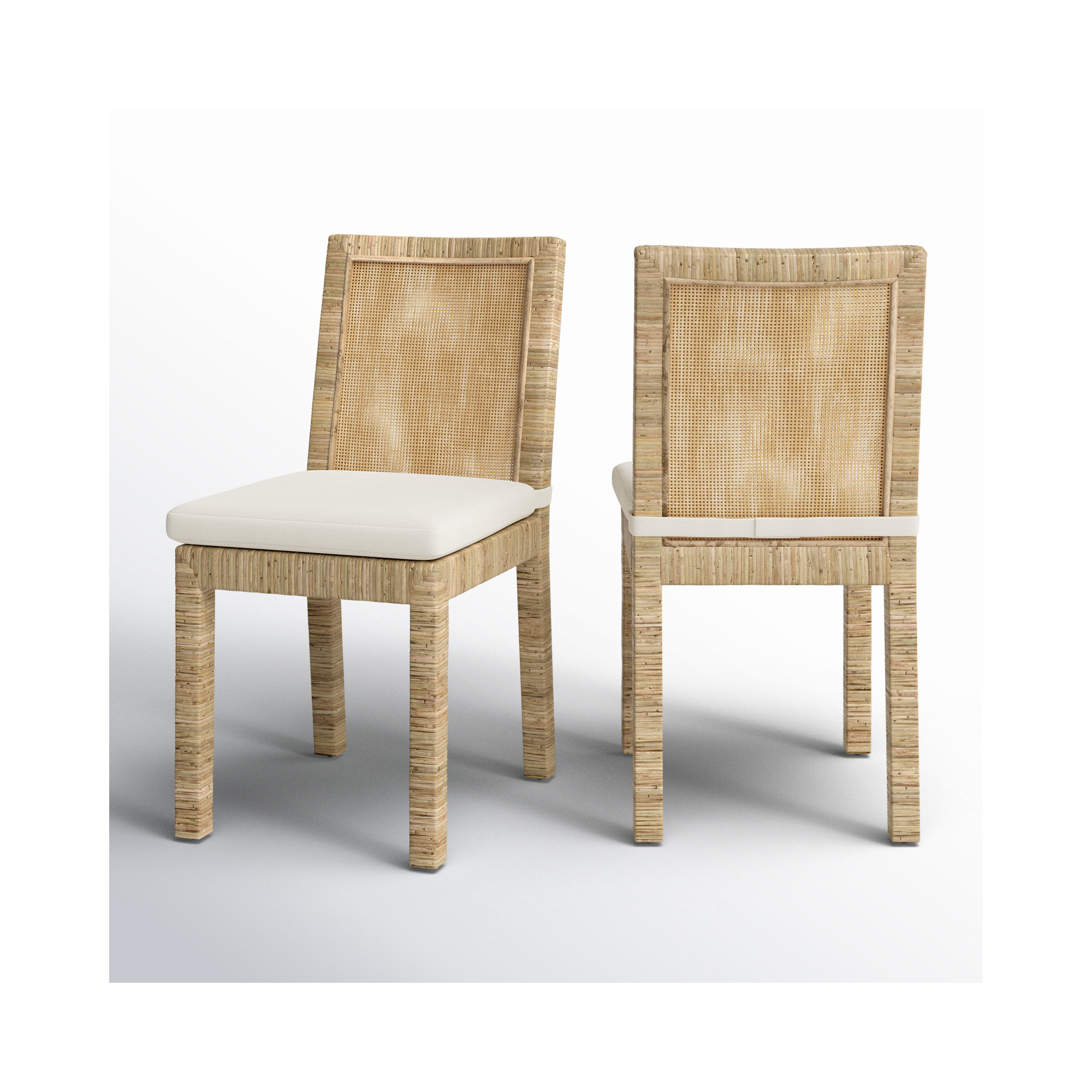Elaina Woven Side Chair, Gray, White