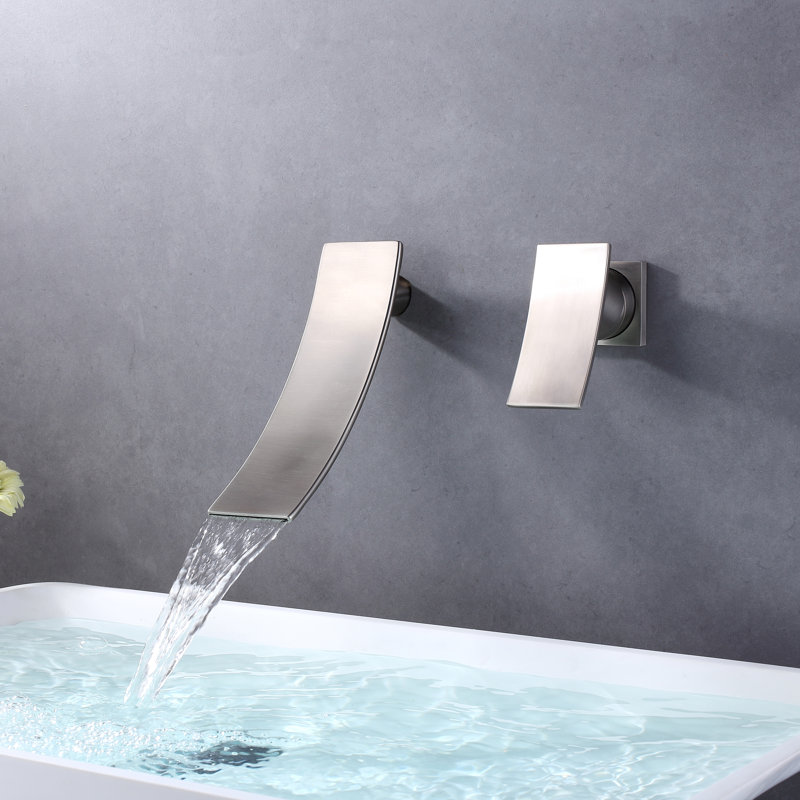 Robinet de meuble-lavabo mural, robinet de salle de bain en cascade, robinet de lavabo, Nickel brossé