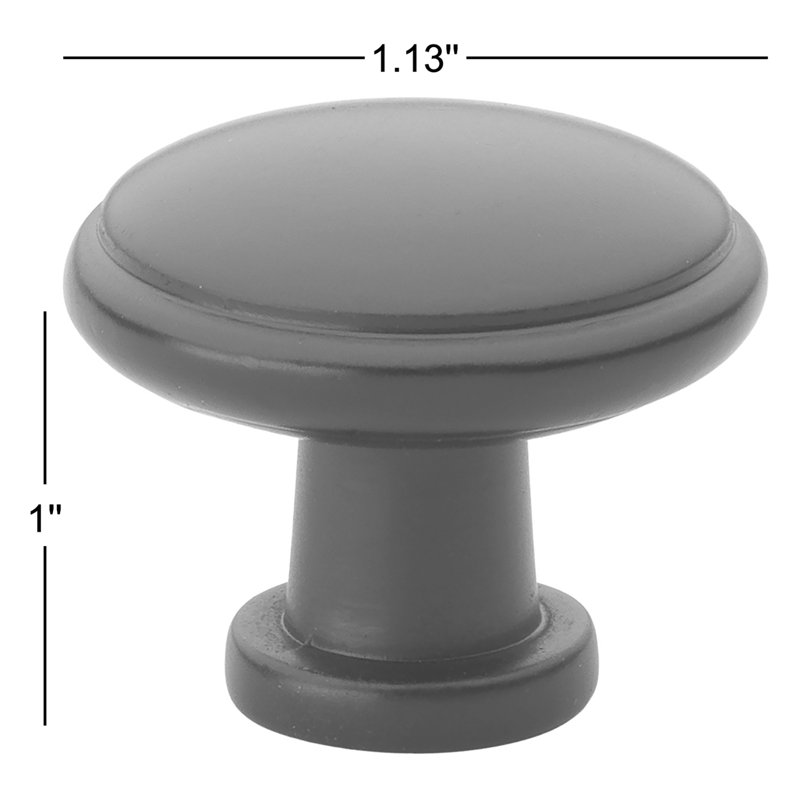 Poignée champignon 1 1/8 po de diamètre, Noir mat