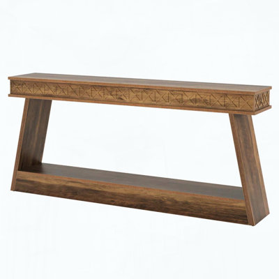 Two-Tiered Rustic Console Table with Solid MDF Construction