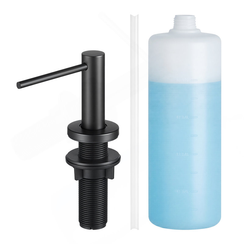 Distributeur de savon intégré pour évier de cuisine en acier inoxydable avec bouteille de 17 oz