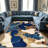 Blue Beige Leopard Print carpet-easy to clean, machine-washable, soft and comfortable; suitable for door mats, kitchens, living rooms, bedrooms, corridors, and laundry areas. Easy to clean, durable carpet for home decoration.-128973723