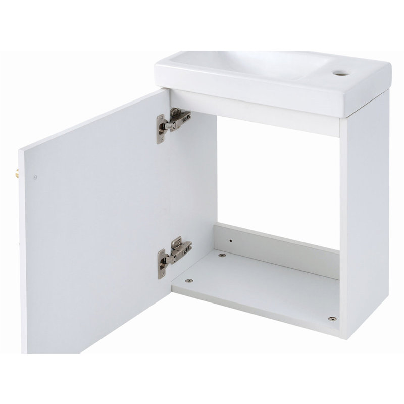 16 " W Free Standing Wall Mounted 1 Single Vanity Bathroom Vanity With Ceramic Top, White