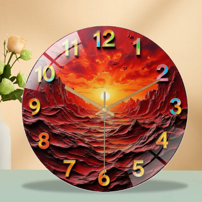 Horloge murale coucher de soleil - Horloge murale 12 po