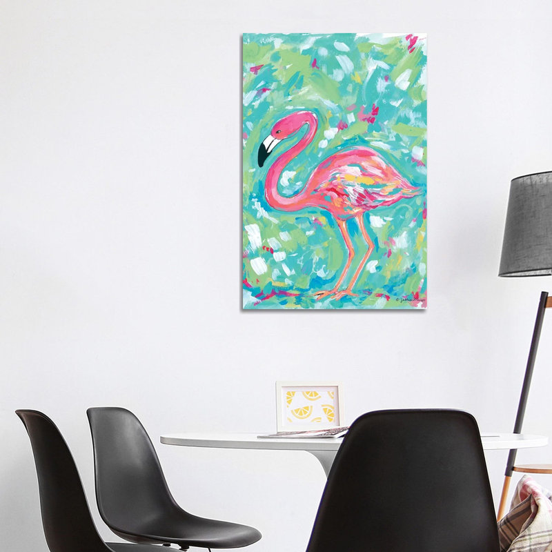 Summer Flamingo by Jessica Mingo - Wrapped Canvas Painting, 101.6 cm H x 66.04 cm W x 1.91 cm D