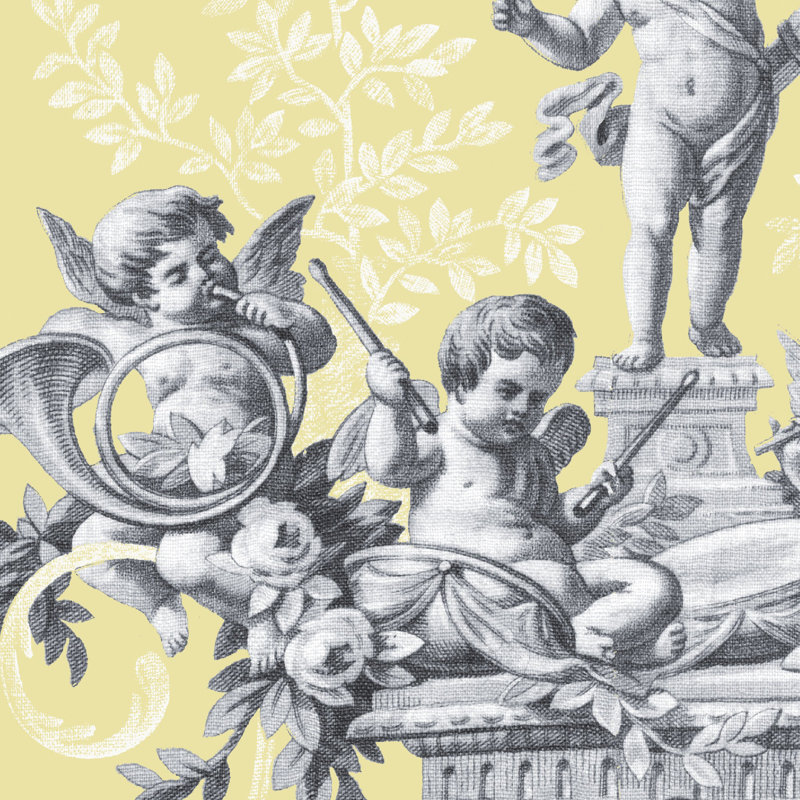 Toile Wallpaper Roll, Yellow