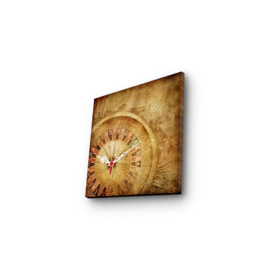 Elegant Decorative Canvas Wall Clock, 11 x 11 inches | 100% Suede Canvas, 100% Wooden Frame (Thickness: 1.2 inches) | Perfect for Home Decor, Living Room, Office, Timeless Style & Functionality
