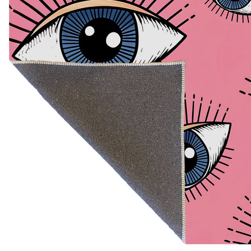 Tapis décoratif moderne à motif de yeux roses, Tapis de couloir 3 pi 3,37 po x 6 pi 6,74 po