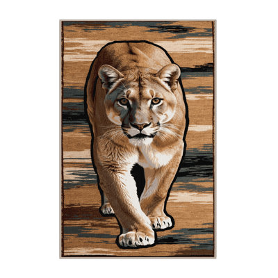 Washable California Mountain Lion Big Cats Area Rug
