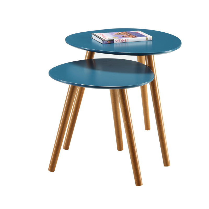 Amethist Nesting End Table, Blue/Natural