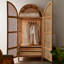 Modern Minimalist White Waxwood Rattan Storage Wardrobe