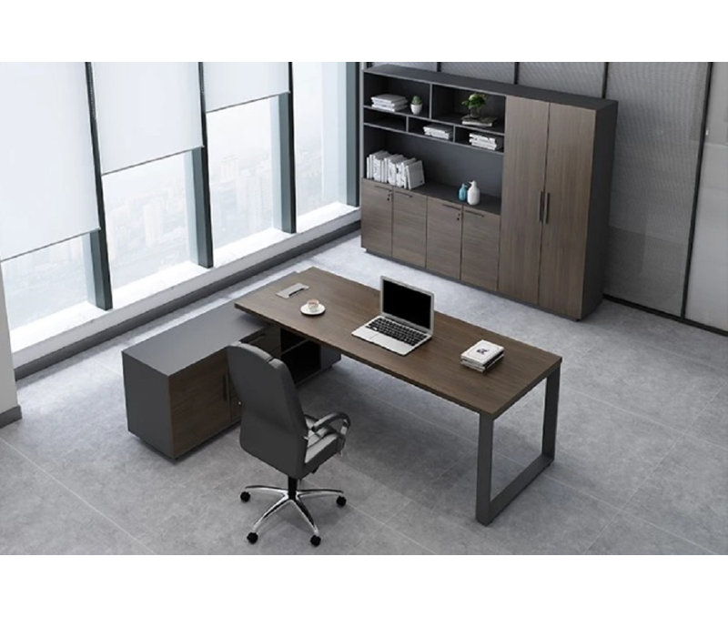 Nakeeta L-Shaped Executive Desk, Grey, 75cm H x 200cm W x 80cm D