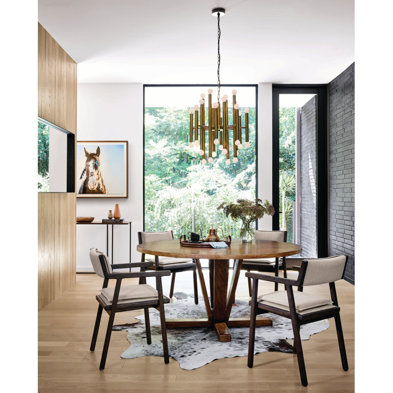 Cobain Round Solid Wood Dining Table, Reclaimed Fruitwood, 30" H x 60" W x 60" L