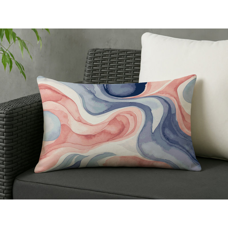 Blush Cascade Indoor And Outdoor Throw Pillow, Rectangle 14"H x 20"W