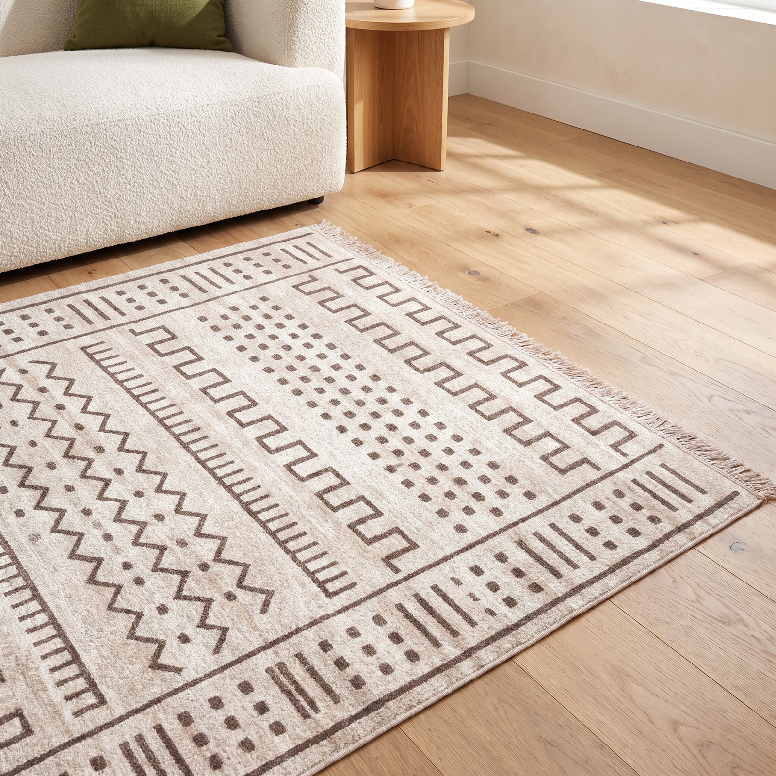 Beige Moroccan Outdoor Rug, Rectangle 5' x 8'