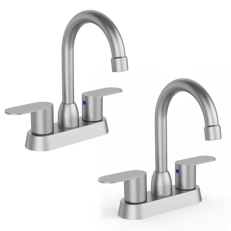 Double Handle High-Arc Centerset Bathroom Faucet(Set of 2), Brushed Nickel