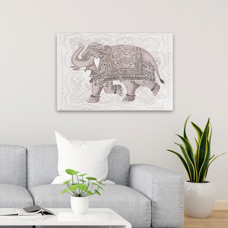 Éléphant gracieux - éléphant contemporain d'art éléphant décoré, H 36 po x l 24 po