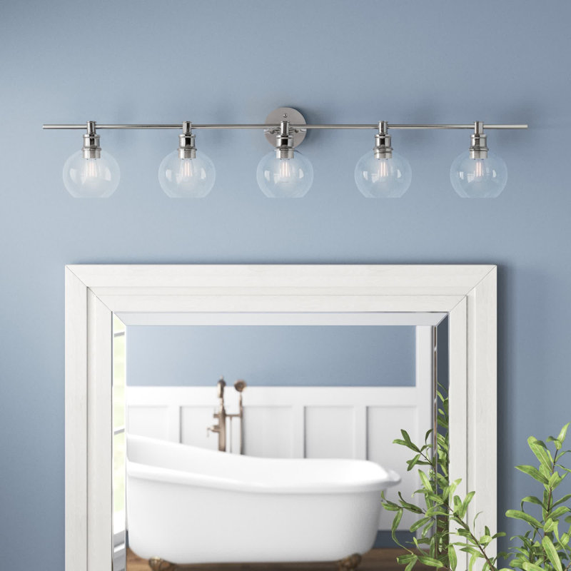Éclairage pour meuble-lavabo en verre Drinkard, Transparent, Chrome, 5 Lights