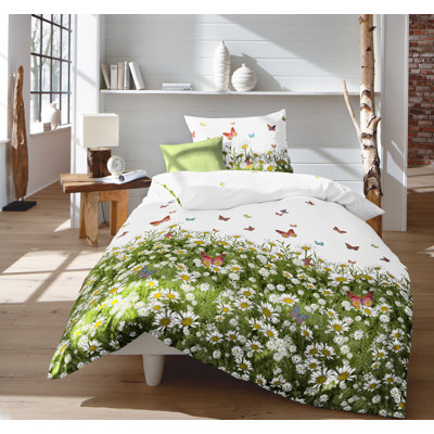 Milano White/Green 205 TC Duvet Cover Set