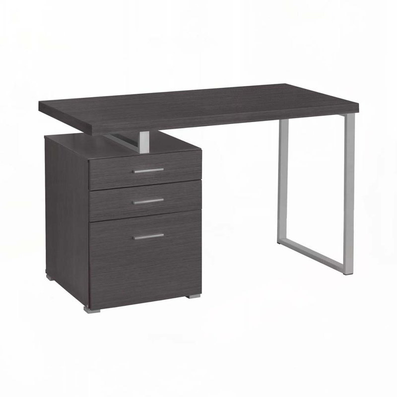 Bureau d'ordinateur à domicile avec tiroirs de rangement, Brun / Gris