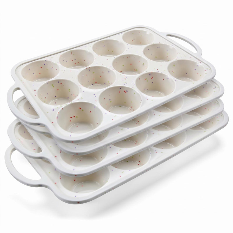Moule à muffins, ensemble de 12 tasses, moule à petits gâteaux en silicone avec cadre en métal pour muffins