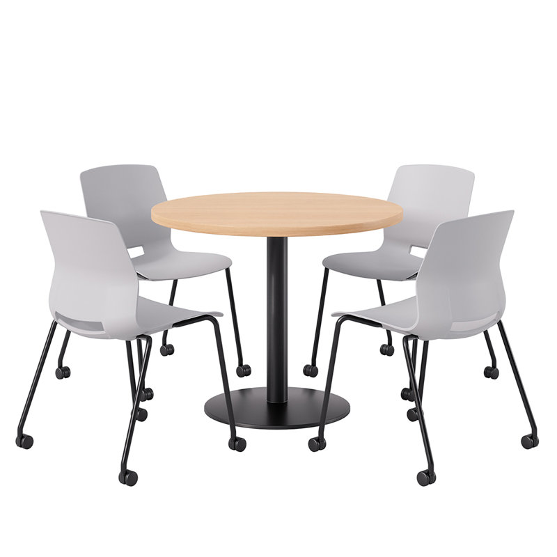 Ensemble repas pour quatre personnes, Érable, Gris / noir, H 41 po x L 36 po x l 36 po
