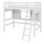 Lit mezzanine avec tablettes de rangement, bureau et échelle-342755752