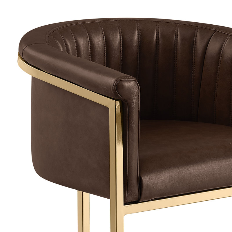Chaises d'appoint avec base luge en chrome doré Leathaire, Espresso