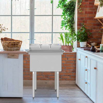 29'' L x 30'' W Silver Freestanding Bar Sink