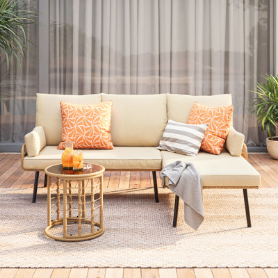 3-Piece Outdoor Rattan Sofa Set with Table, Modern Weather-Resistant for Patios & Balconies
