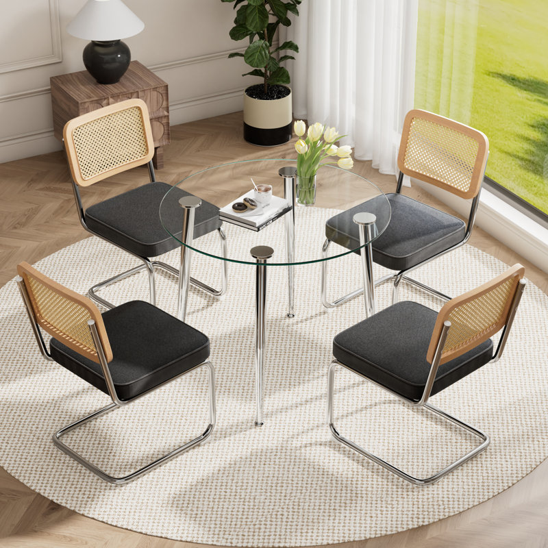 Ensemble de salle à manger 5 pièces, Noir, H 30 po x l 36 po x P 36 po, 5