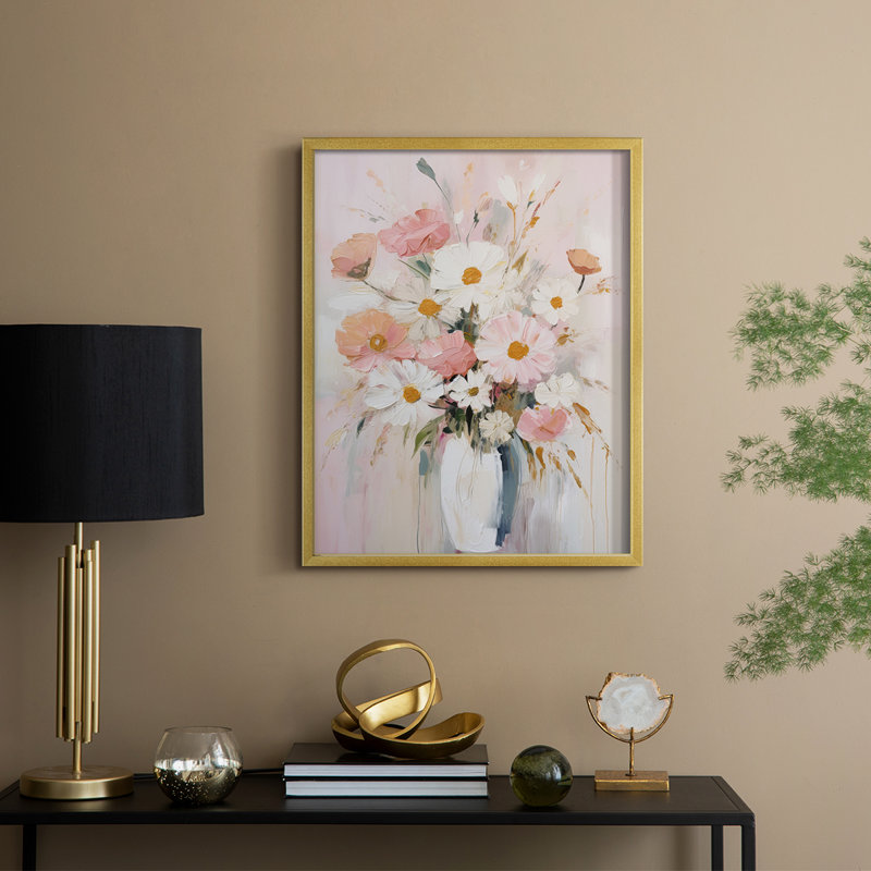FLORAL Series CCDXL - Impression encadrée de qualité supérieure - Prêt à accrocher - Aucun clou requis, Or, H 11 po x l 9 po