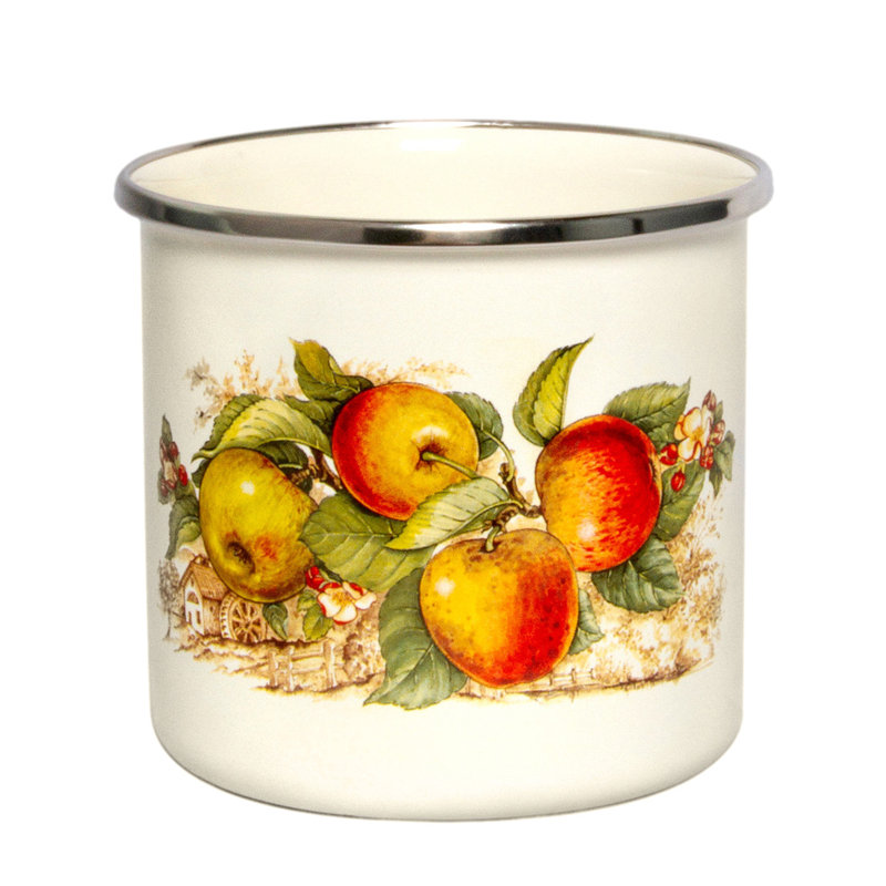 Tasse émaillée pommes style champêtre traditionnel