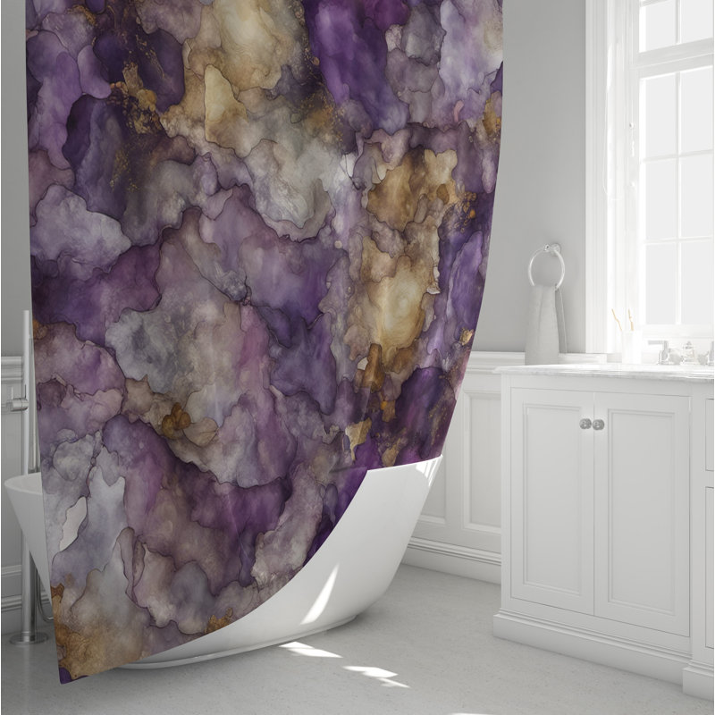 Rideau de douche en marbre Kailani, L 70 po x L 83 po, Soft Watercolor Marble