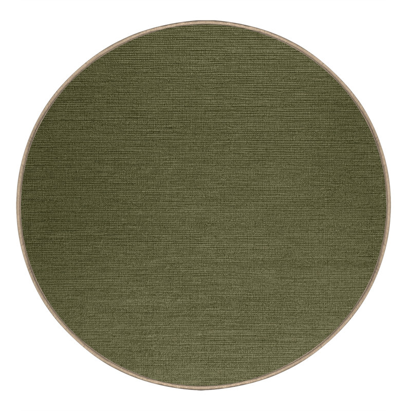 Machine Washable Solid Brown Area Rug, Round 5'