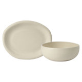 Bloomhouse Corcisa Clay 2 Piece Oval Platter and Bowl Serving Set - Sea Salt White