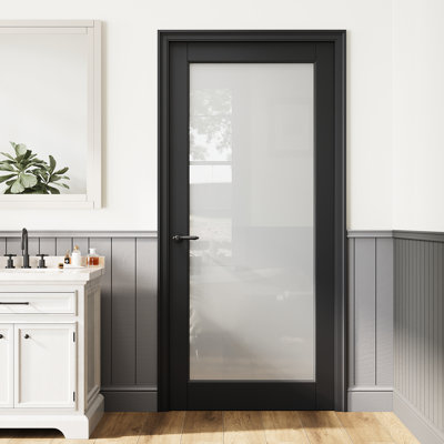 Porte de dalle noire, dalle de porte en verre givré, dalle de porte intérieure en verre trempé en céramique trempée, porte standard à noyau solide, porte de garde-manger, porte de pièce, porte en bois aggloméré