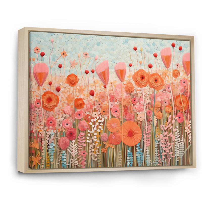 «Vibrant Floral Oasis Field III», reproduction sur toile, Black Picture Framed, 24" H x 32" W