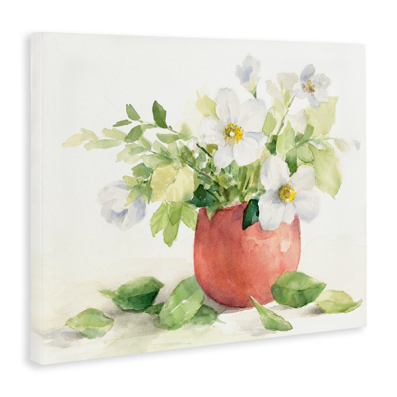 Anémones blanches dans un vase en cuivre, conception par Lanie Loreth, H 24 po x l 30 po