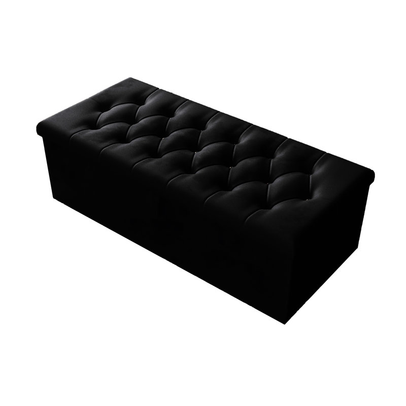 Candace 102cm Wide Tufted Rectangle Storage Ottoman with Hydrolic Arm, Black