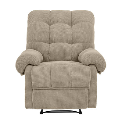 Overstuffed Camel Recliner Chair with Plush Armrests and Reclining Mechanism