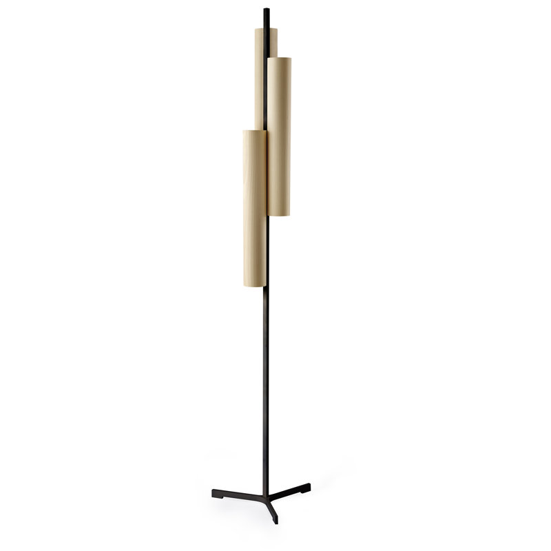 Black Note LED Floor Lamp, Natural Cherry, Matte Black