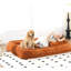 Vidéo pour lit de chien double paresseux en chenille orange pour la détente dans un coin salon extérieur avec animaux-130794268