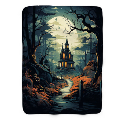 Spooky Trees - Couverture sherpa de qualité supérieure 1 pièce