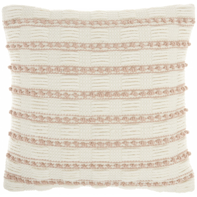 18" Textured Stripes Throw Pillow, Blue Ivory