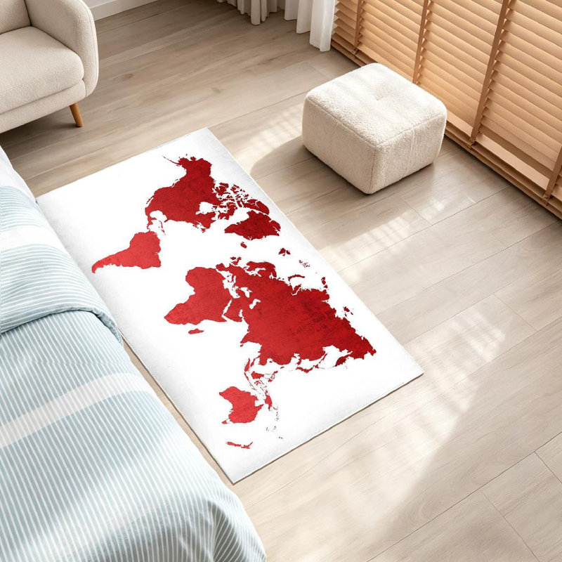 Tapis rouge rouge lavable à la machine, Rectangle 32 po x 47 po