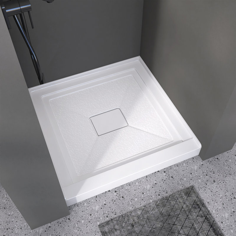 Shower Bases & Pans 32" W x 32" D Single Threshold Shower Pan Base in White with Drain Assembly & Drain Cover Included, Non-Slip
